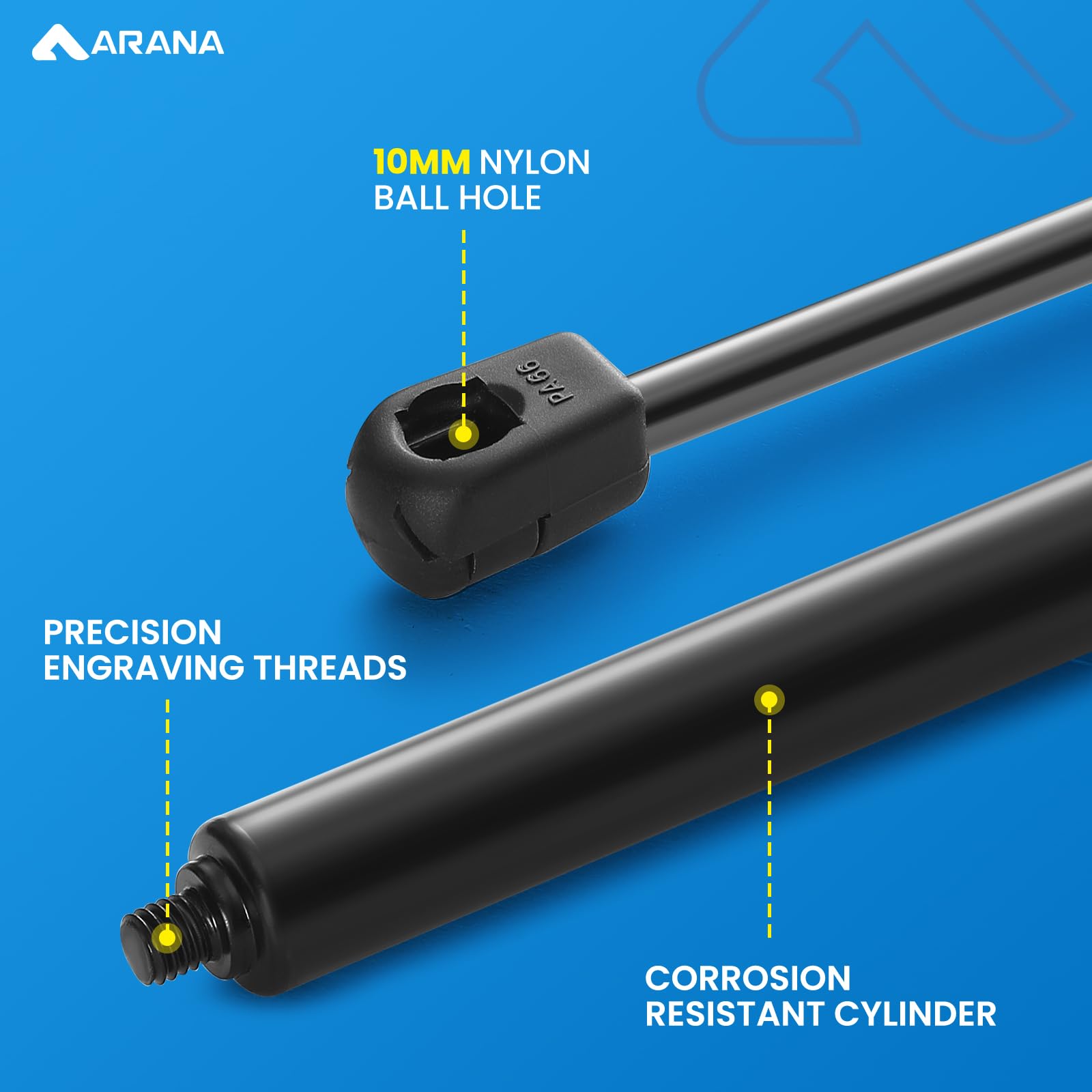 ARANA 17 Inch 55 Lb Gas Struts - Heavy Duty Lift Support Shocks for Leer Topper 4418 & C16-04445 Truck Canopy Caps | Perfect for Camper Shells, Toolbox Lids & Truck Bed Covers (2-Pack) | Ideal for Off-Roading, Camping & Work Truck Applications