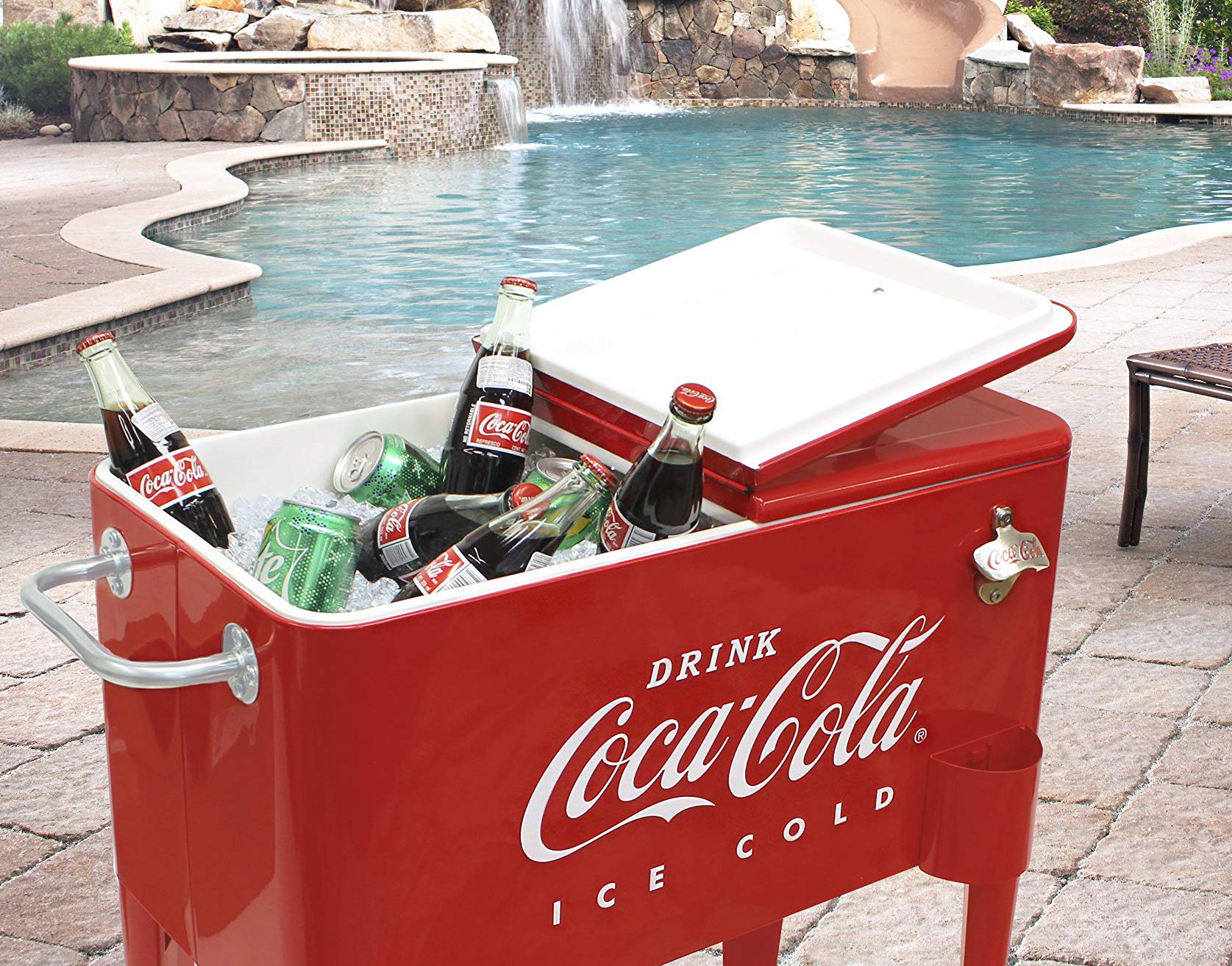 Leigh Country CP 98105 60 Quart Coca-Cola Ice Cold Embossed Cooler - Red | Large Capacity Beverage Cooler for Parties, Picnics, BBQs & Outdoor Events