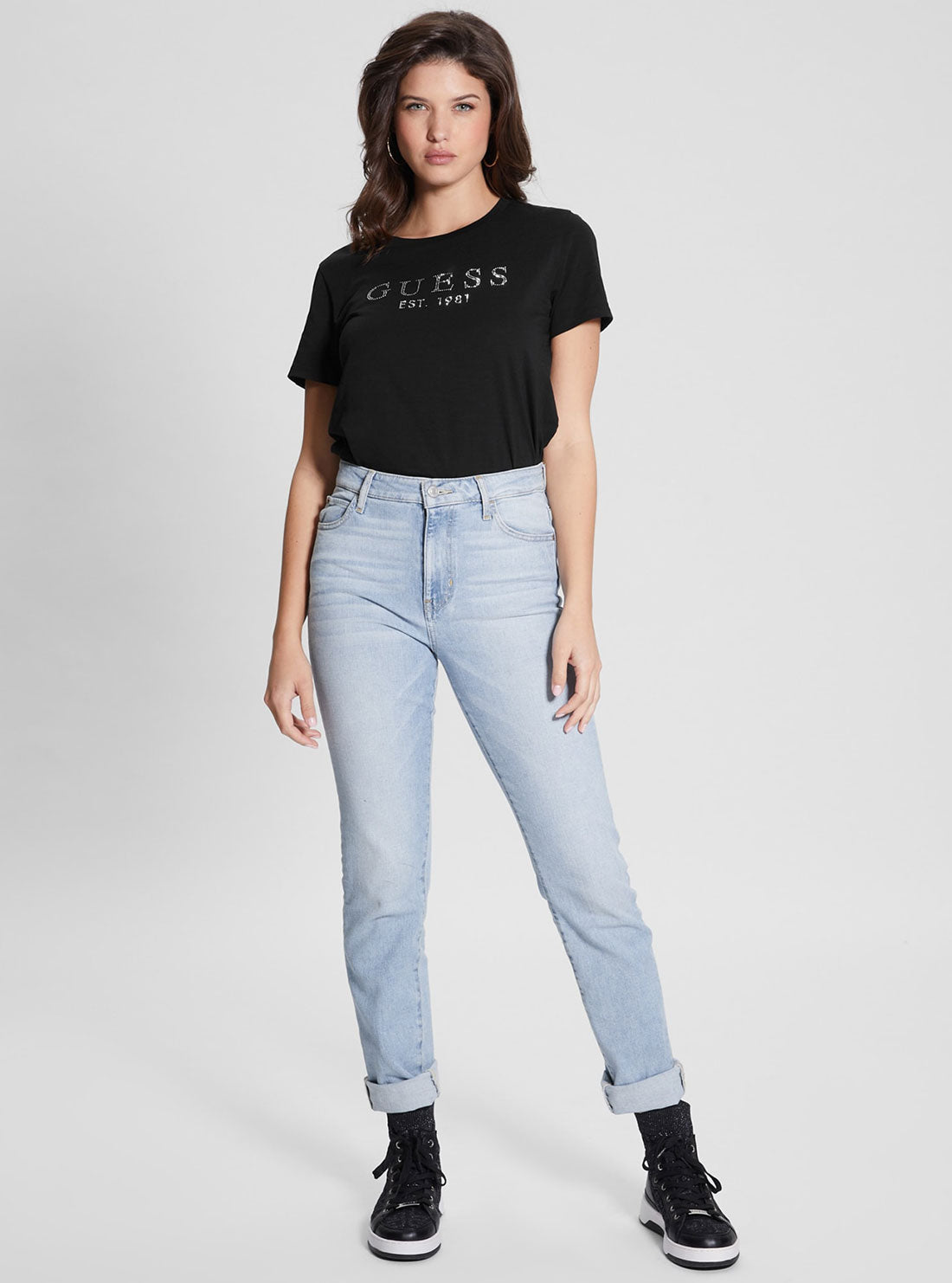 Eco-Friendly Black 1981 Crystal Logo T-Shirt for Men - Vintage Style Cotton Tee for Casual Wear, Street Fashion & Retro Outfits