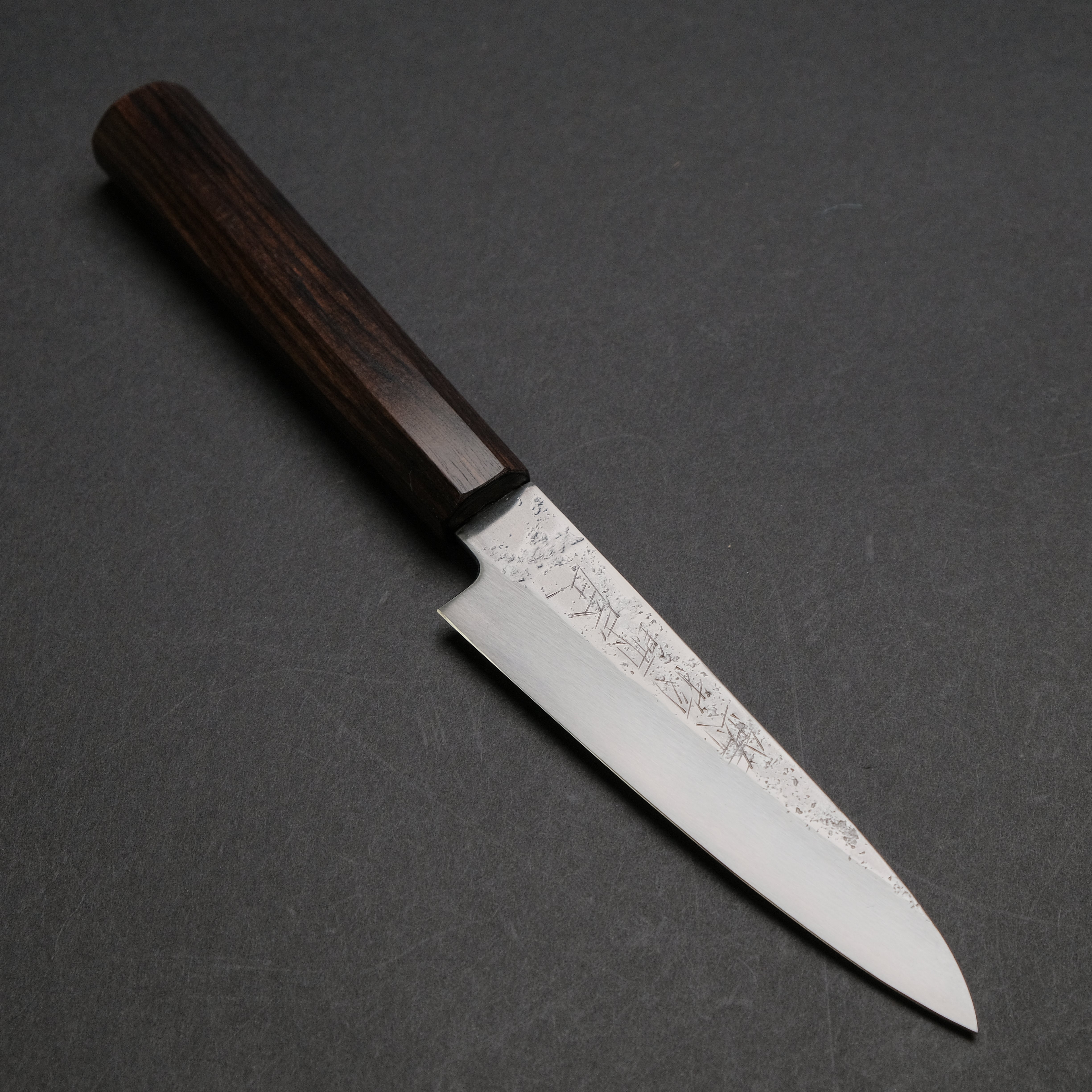 Hitohira Imojiya TH Silver #3 Nashiji Petty Knife 120mm - Japanese Chef Knife with Ebony Wood Handle - Perfect for Precision Slicing, Fruit Cutting & Small Kitchen Tasks