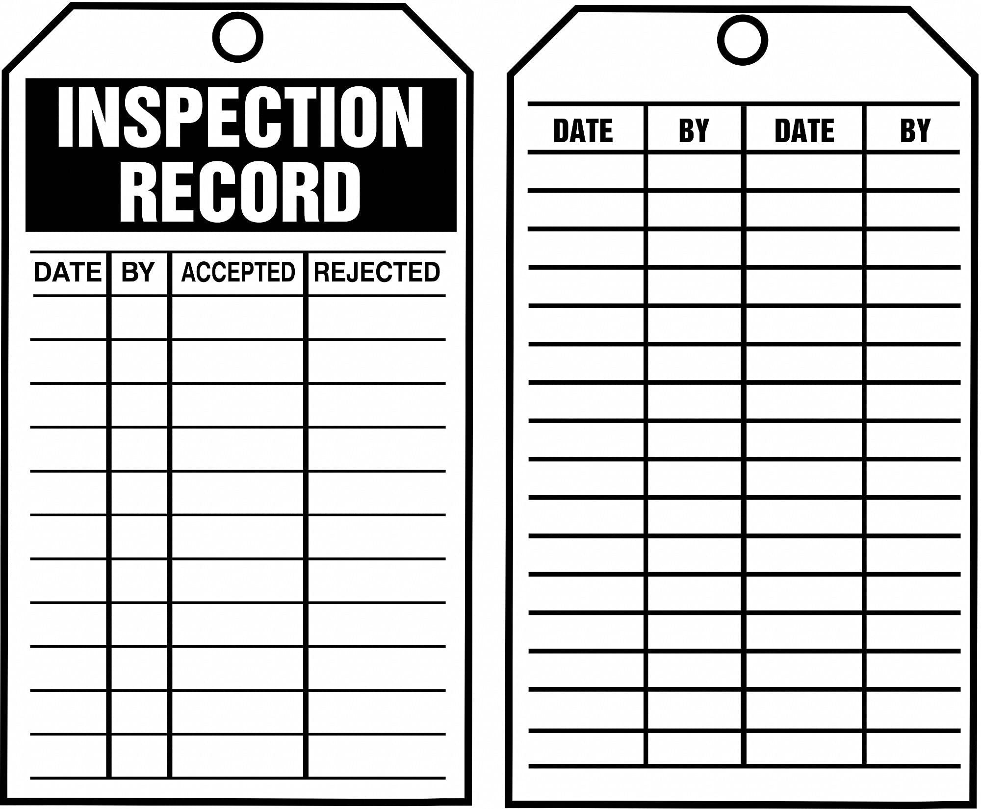 Accuform 10 mil PF Cardstock Inspection Record Tags by the Roll, 6-1/4