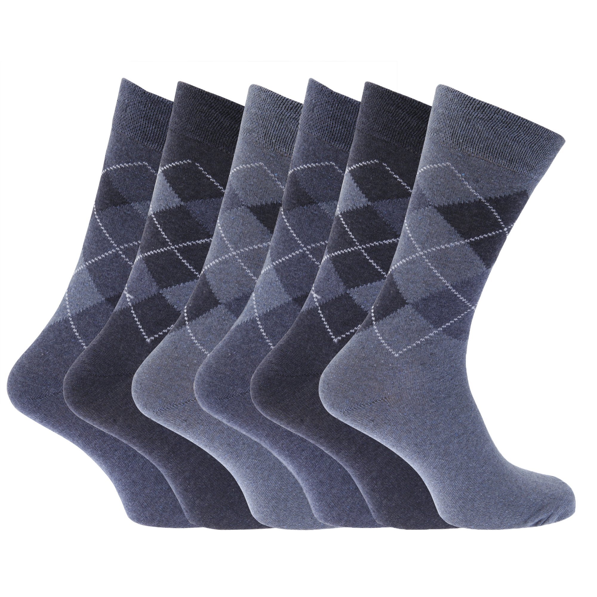 Men's Argyle Cotton Blend Socks - 6 Pack Comfortable Casual Dress Socks for Work, Office & Everyday Wear