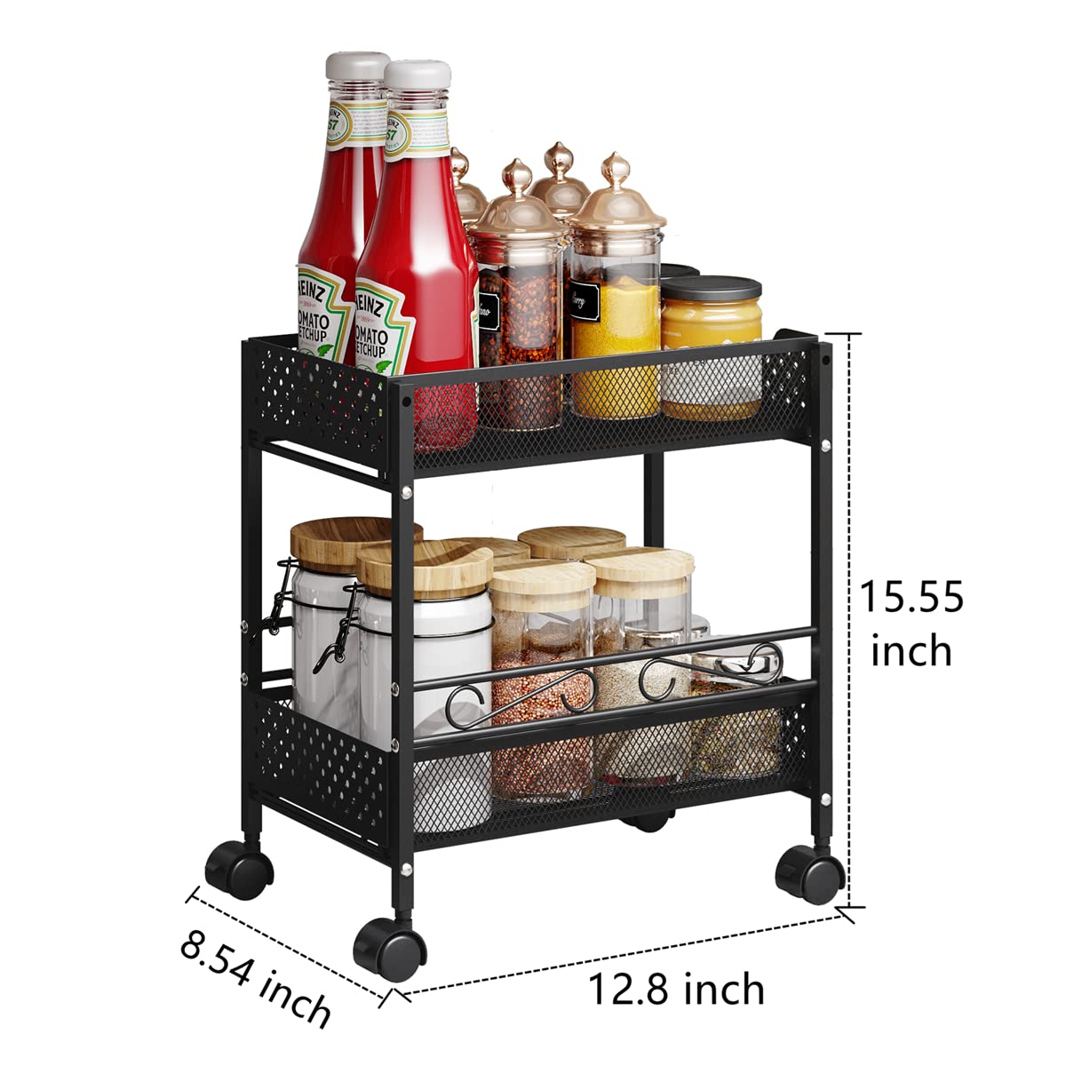 2-Pack 2-Tier Under Sink Organizer with Sliding Drawer - Space Saving Storage Solution for Kitchen & Bathroom Cabinets - Perfect for Organizing Cleaning Supplies, Cosmetics and Toiletries - Black