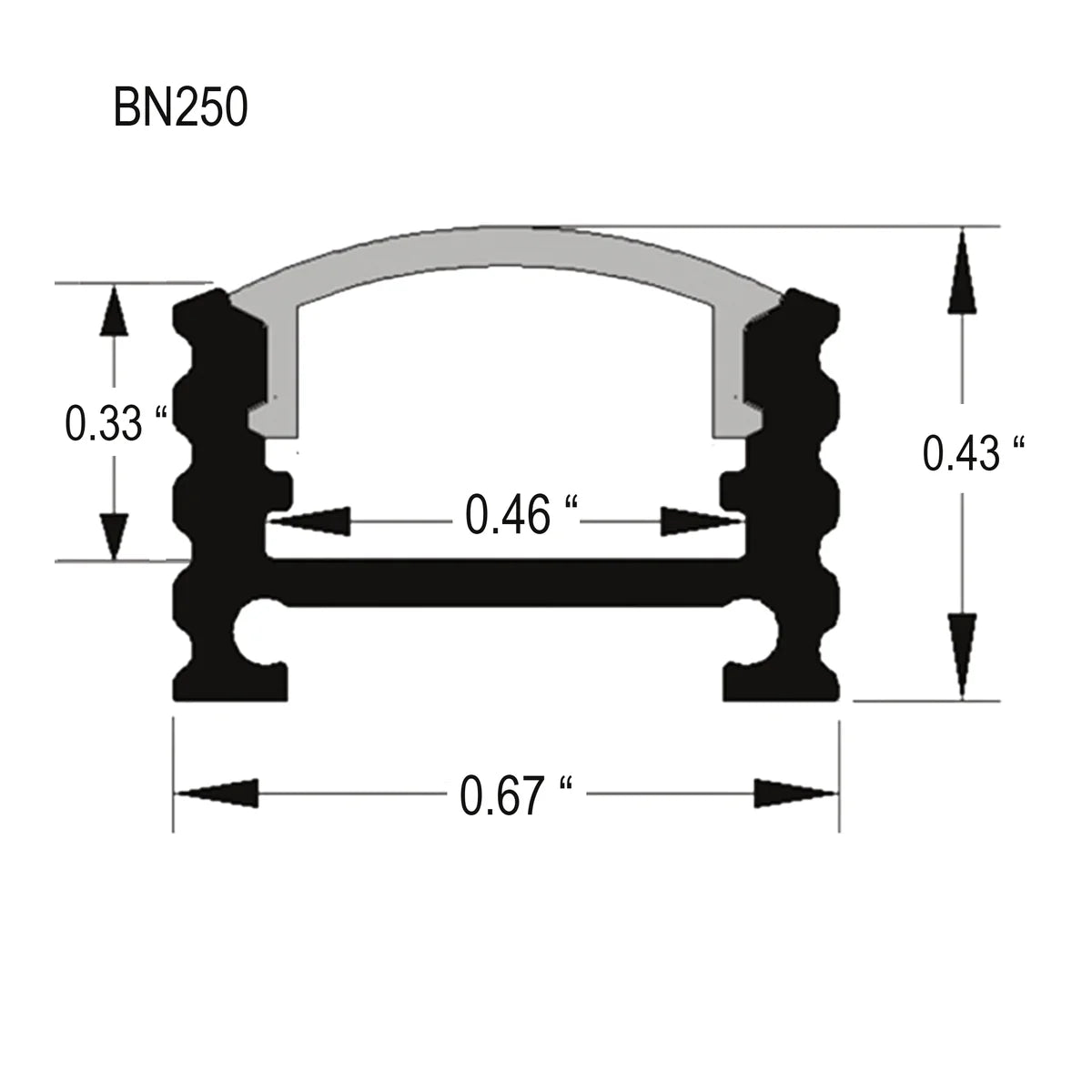BN250 8 ft Aluminum LED Channel 10 Pack - Surface Mount Rectangular Diffuser for 0.46