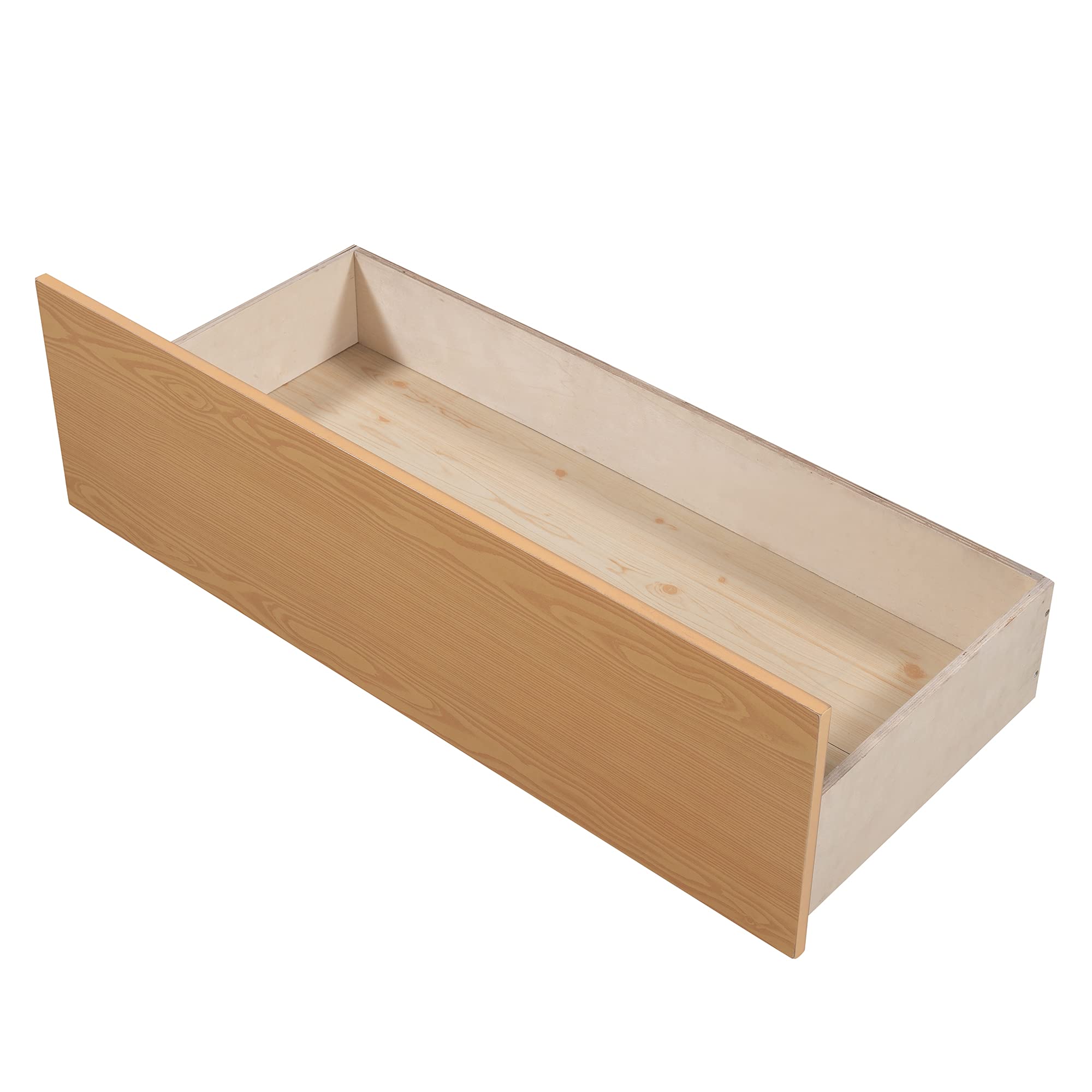 Quarte House Bed Low Daybed for Kids - Twin Size Wood Floor Bed Frame with 2 Drawers & Window - No Box Spring Needed (Walnut) - Perfect for Small Bedrooms, Playrooms & Montessori Spaces