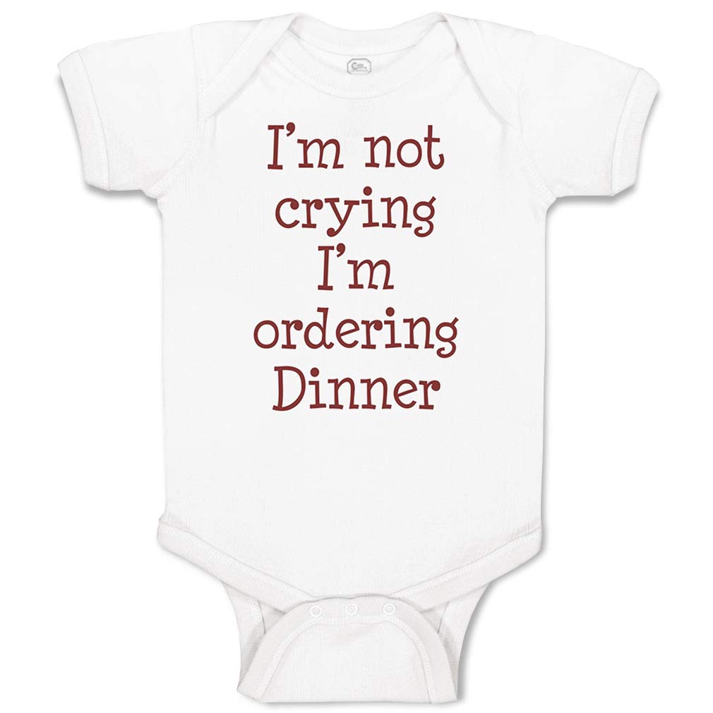 Funny Custom Personalized Baby Bodysuit - 'I'm Not Crying, Just Ordering Dinner' Humor Style Cotton Onesie for Boys & Girls (White Design) - Perfect for Newborn Photo Shoots & Family Gifts