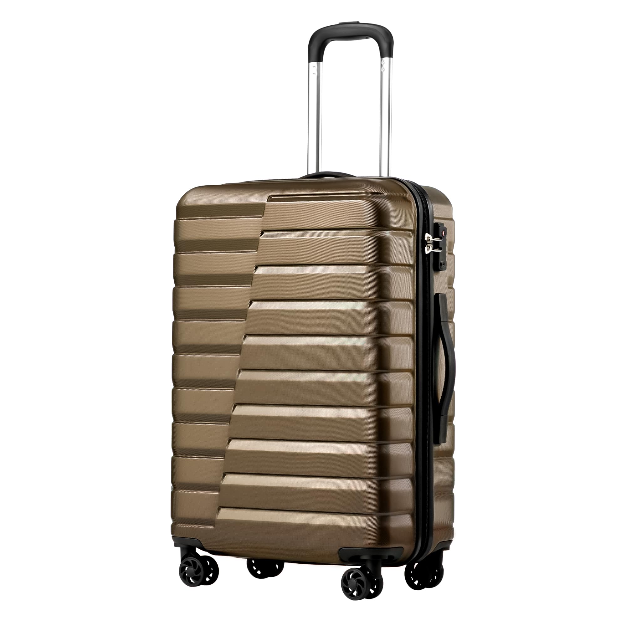 Coolife Hardside Carry-On Luggage Suitcase with TSA Lock, Spinner Wheels & Telescopic Handle - Lightweight PC+ABS Travel Luggage for Business Trips & Weekend Getaways