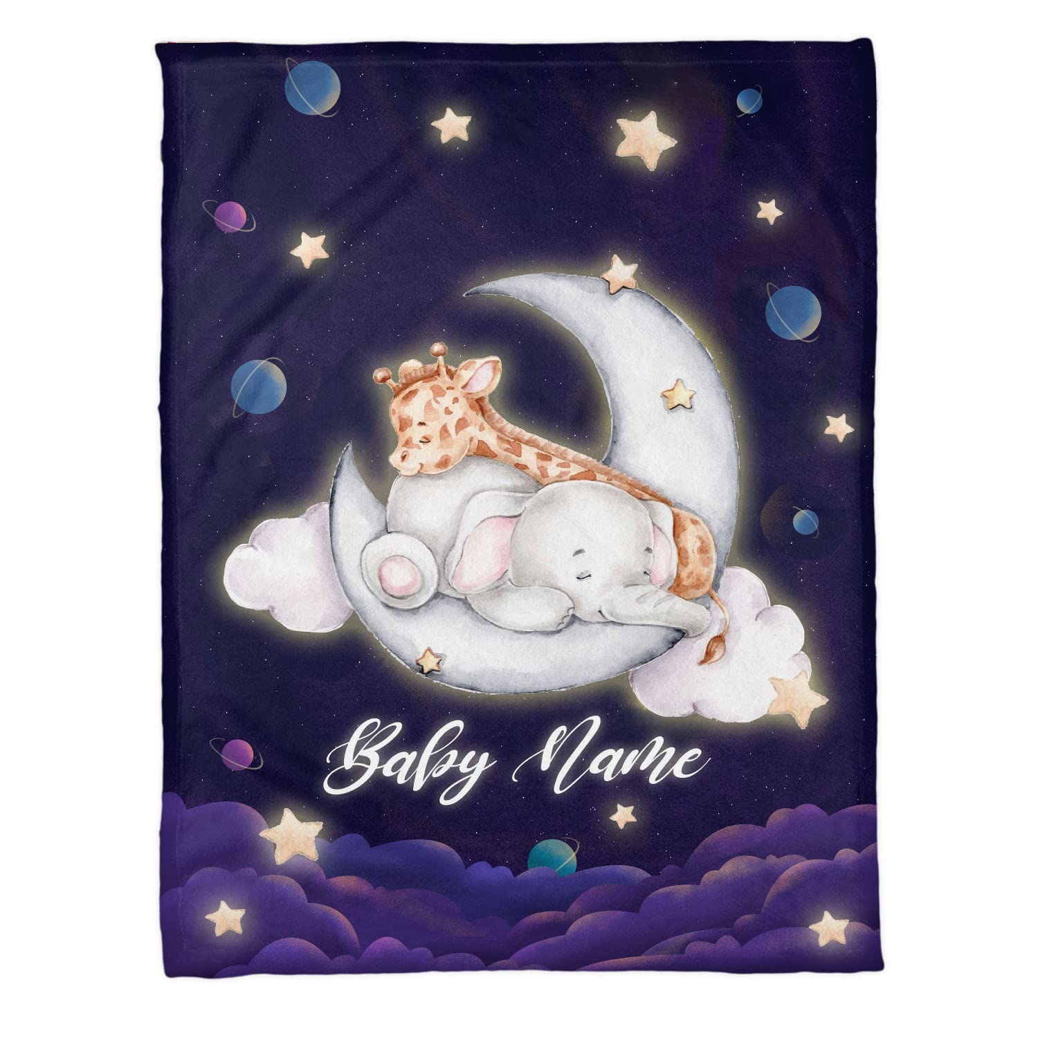Zocoshi Personalized Baby Boy Animal Blanket - Custom Elephant & Giraffe Name Blanket | Soft Newborn Blanket Gift for Baby Showers, Nursery & Photo Props