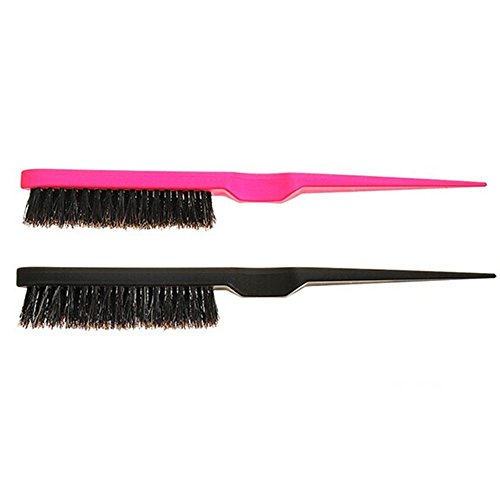 Premium Salon Hair Teasing Brush with Natural Boar Bristles - Deep Conditioning Styling Comb for Dry & Damaged Hair (Pink, One Size) - Perfect for Voluminous Blowouts & Salon-Style Updos