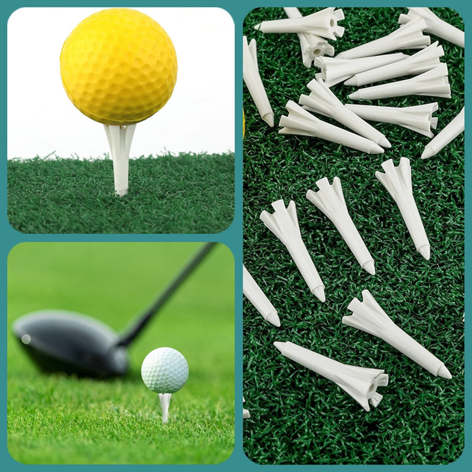 SAHENITEANA 50-Pack 1-1/2 Inch (38mm) Plastic Claw Golf Tees - Bulk Golf Practice Accessories for Iron, Par 3 & Hybrid Clubs | Perfect for Driving Range, Golf Course & Backyard Practice