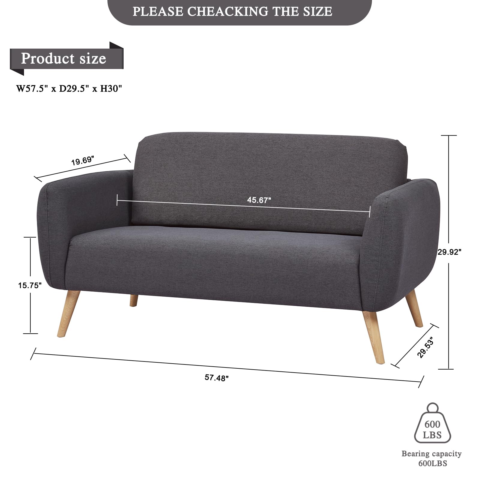 Artdeco Modern Loveseat Sofa 58