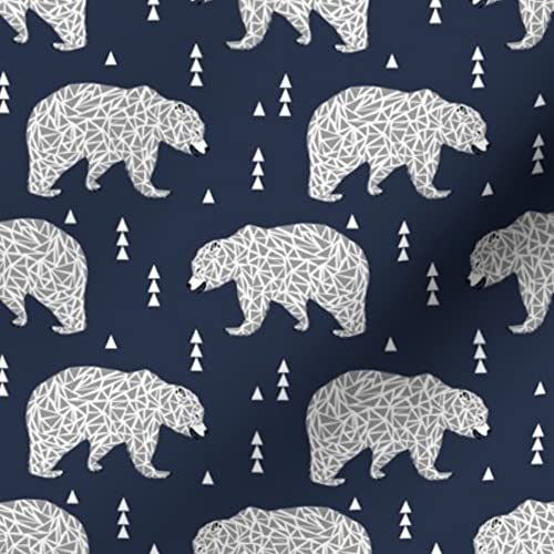 Geo Bear Geometric Kids Nursery Fabric - Triangle Bears Wilderness Print on Upholstery Velvet by The Yard | Home Decor, Boys Room, DIY Apparel & Craft Projects