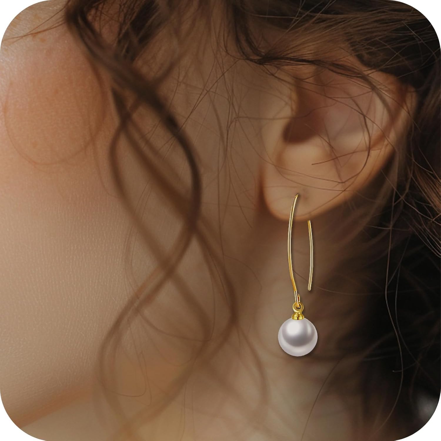 14K Gold Pearl Drop Dangle Earrings for Women - Elegant Threader Pearl Earrings for Wedding, Bridal & Special Occasions | Perfect Birthday, Christmas & Mother's Day Gift | Great for Parties, Date Nights & Formal Events