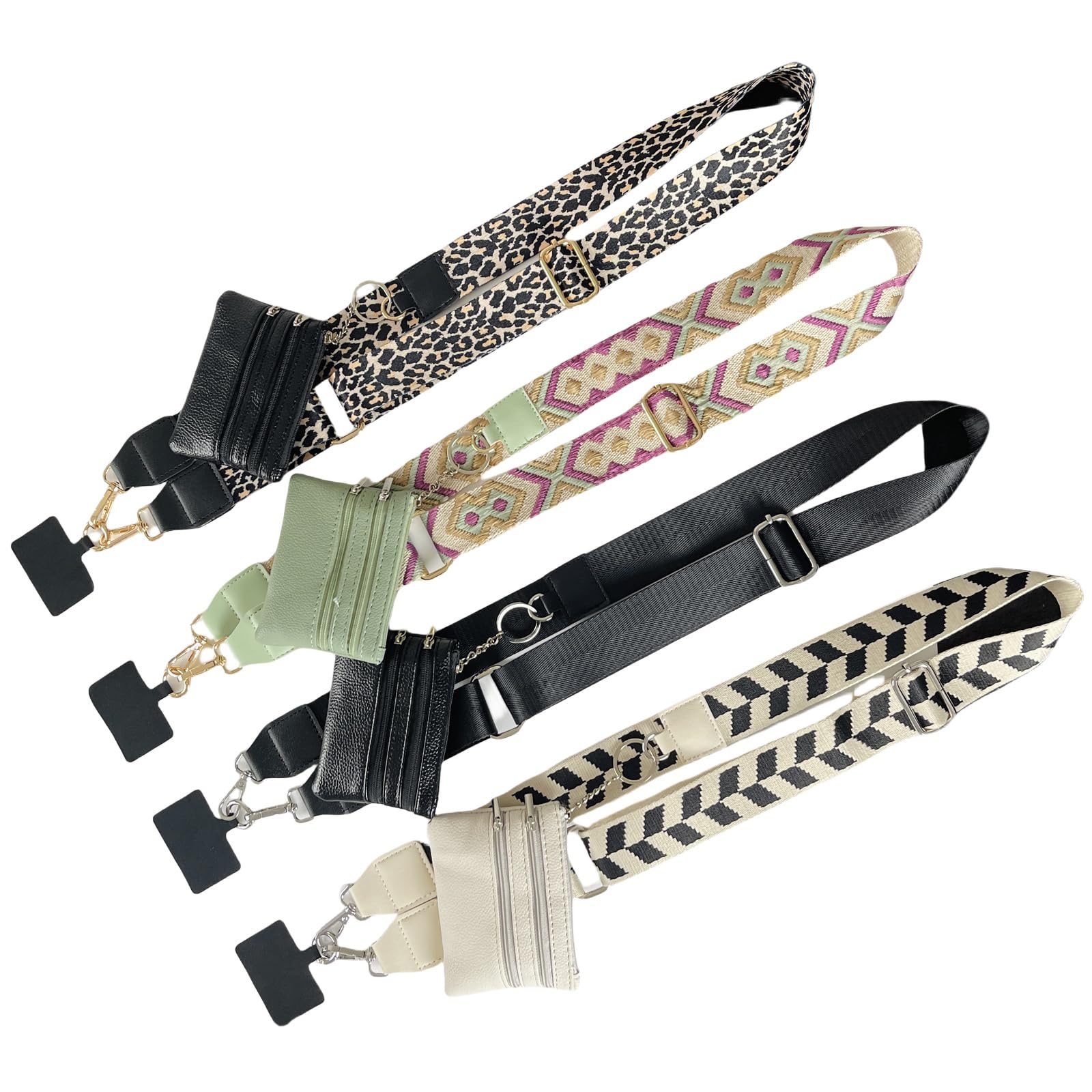 4 Pack Adjustable Phone Lanyard with Zipper Wallet Pouch - Hands-Free Crossbody Strap for iPhone, Samsung & Smartphones - Perfect for Travel, Shopping & Outdoor Activities