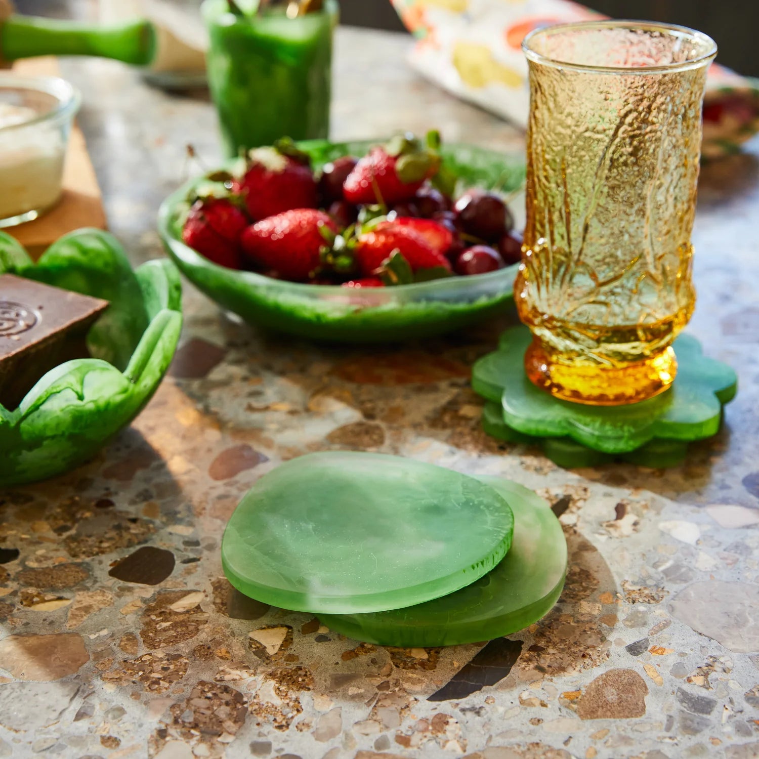 FENELLA Coasters Set of 2 - Premium Absorbent Coaster for Drinks, Hot & Cold Beverages - Perfect for Coffee, Tea, Wine & Beer - Home, Office & Bar Use