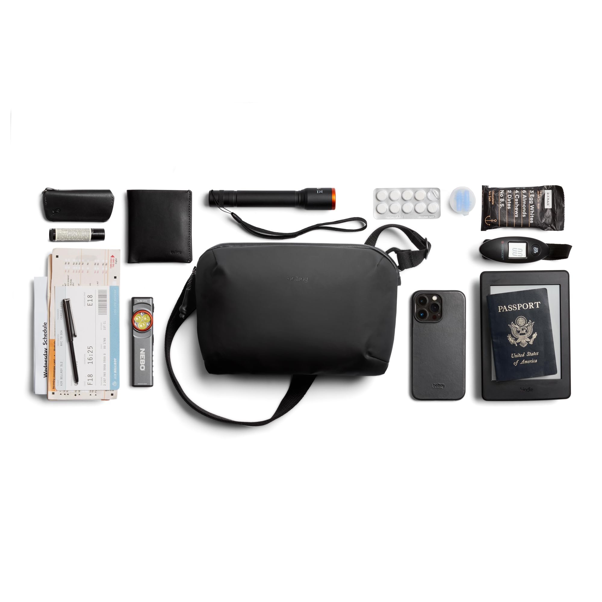 Bellroy Venture Travel Crossbody Bag - RFID Blocking Anti-Theft Sling Bag for Men & Women, Lightweight Waterproof Travel Shoulder Bag (Jet Black) - Perfect for Commuting, Air Travel & Everyday Use