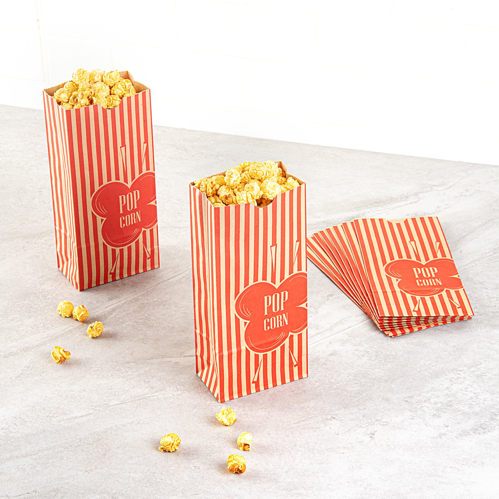 Bag Tek 2 oz Red & Kraft Paper Popcorn Bags - 5.25