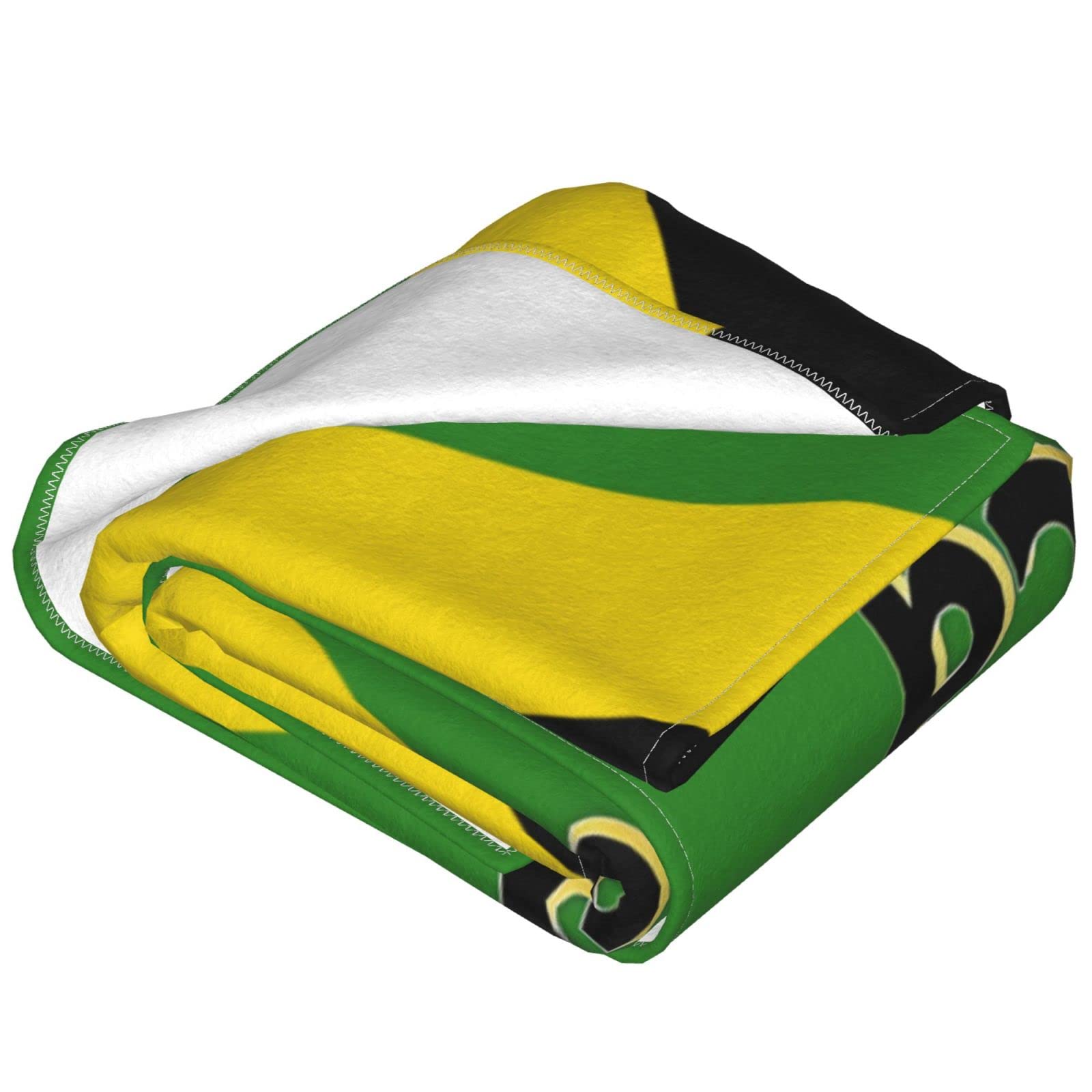 Retro Jamaican Flag Fleece Throw Blanket - Soft, Cozy & Warm 80