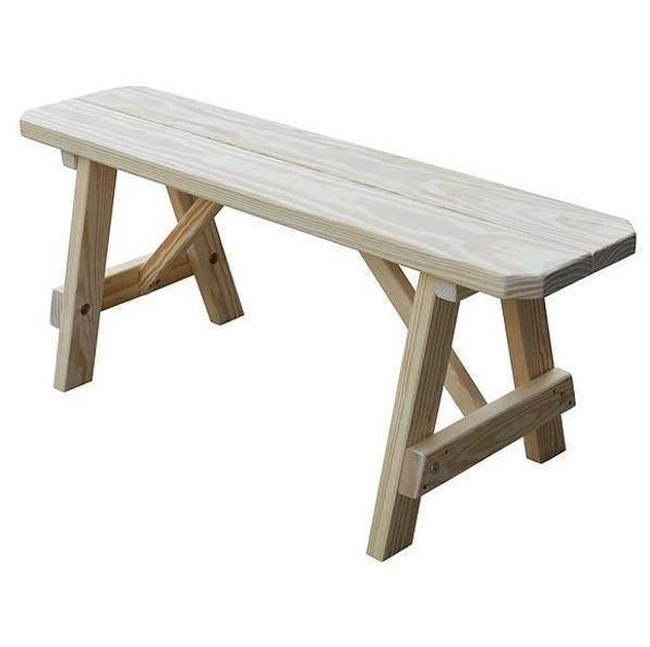 A&L Furniture Solid Yellow Pine Traditional Wooden Bench - Rustic Home Decor for Entryway, Patio, or Garden Seating