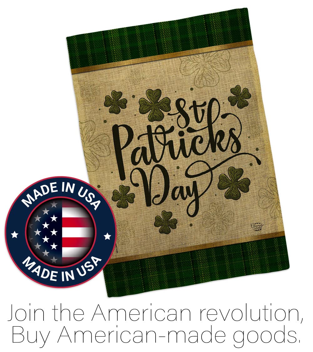 St. Patrick's Day Tartan Burlap House Flag - 2 Pack Double-Sided Irish Shamrock & Leprechaun Decor (28x40 Inches) for Garden, Yard & Holiday Celebration - Made in USA - Perfect for March Festivities & Irish-Themed Parties
