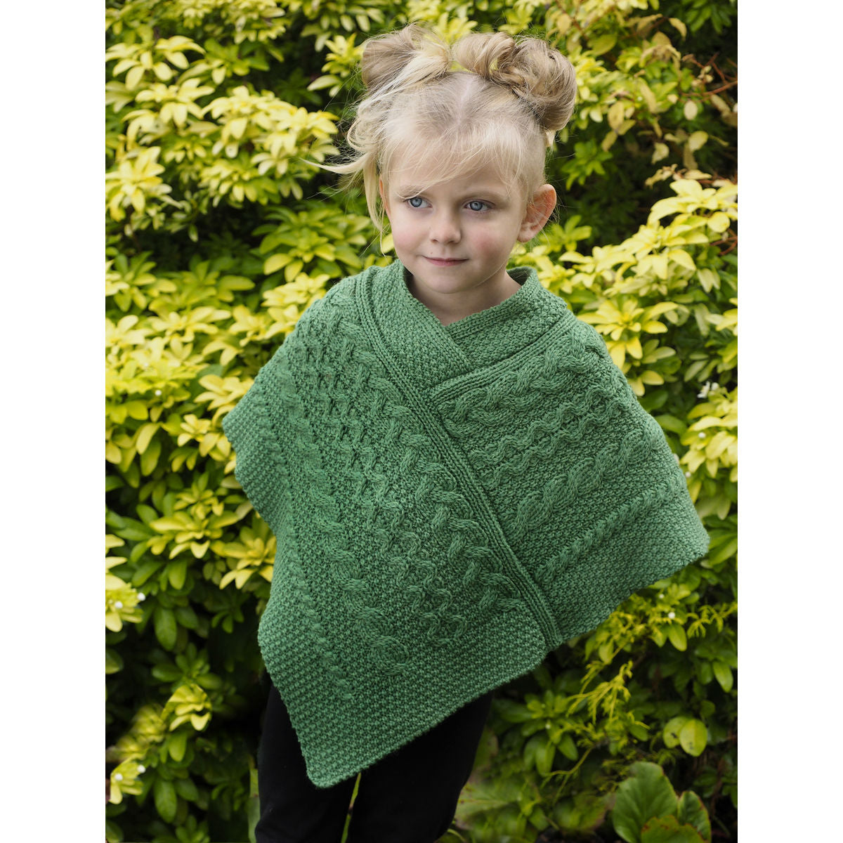 Girl's Aran Sweater Poncho - Irish Knit Wool Cape Cardigan for Kids (3 Colors) | Perfect for Winter, Christmas & Holiday Outfits