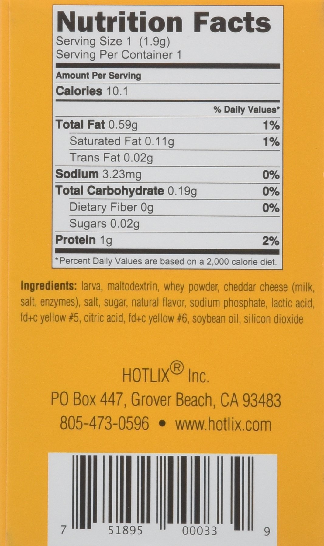 Hotlix Larvets Cheddar Cheese-Flavored Edible Insects - High-Protein Snack for Camping, Hiking & Survival Kits