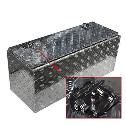 42 Inch Heavy Duty Aluminum Tool Box for Truck & Trailer - Diamond Tread Underbody Storage Organizer with Weatherproof Seal & Lock - Perfect for Pickup Accessories, RV Storage & Work Equipment Organization
