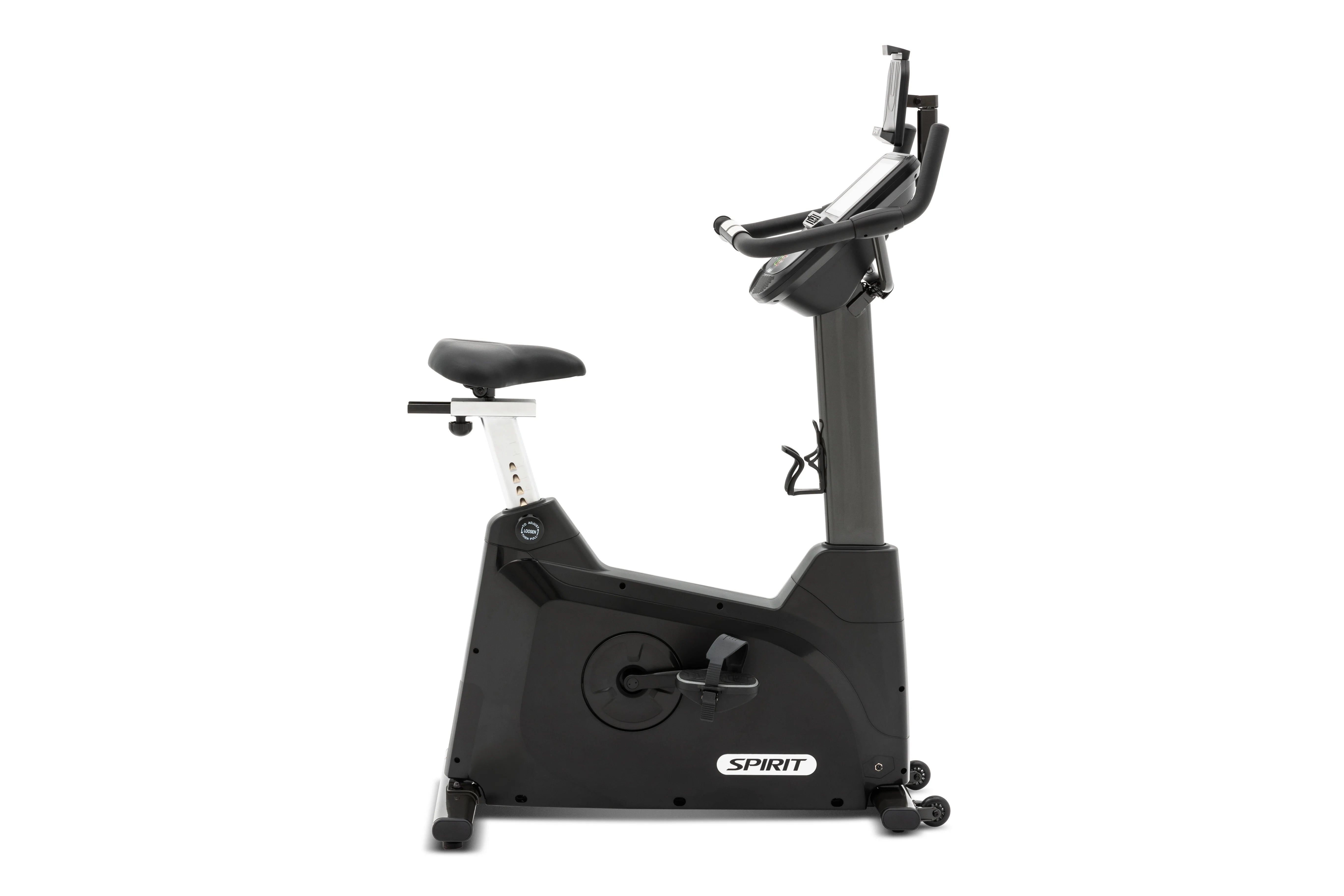 Spirit XBU55ENT Upright Exercise Bike with Entertainment Features - Home Gym Equipment for Cardio Workouts & Indoor Cycling Training - Perfect for Small Spaces & Apartment Fitness