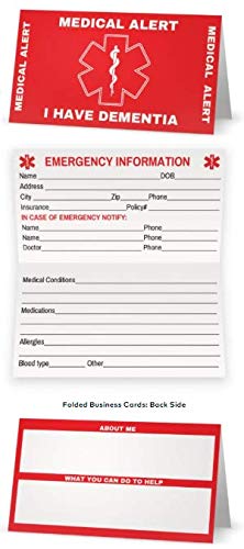 Dementia Medical Alert Wallet Card - 5 Pack Red | Emergency Contact Info for Seniors with Alzheimer's | Perfect for Wallets, Purses & Caregiver Use