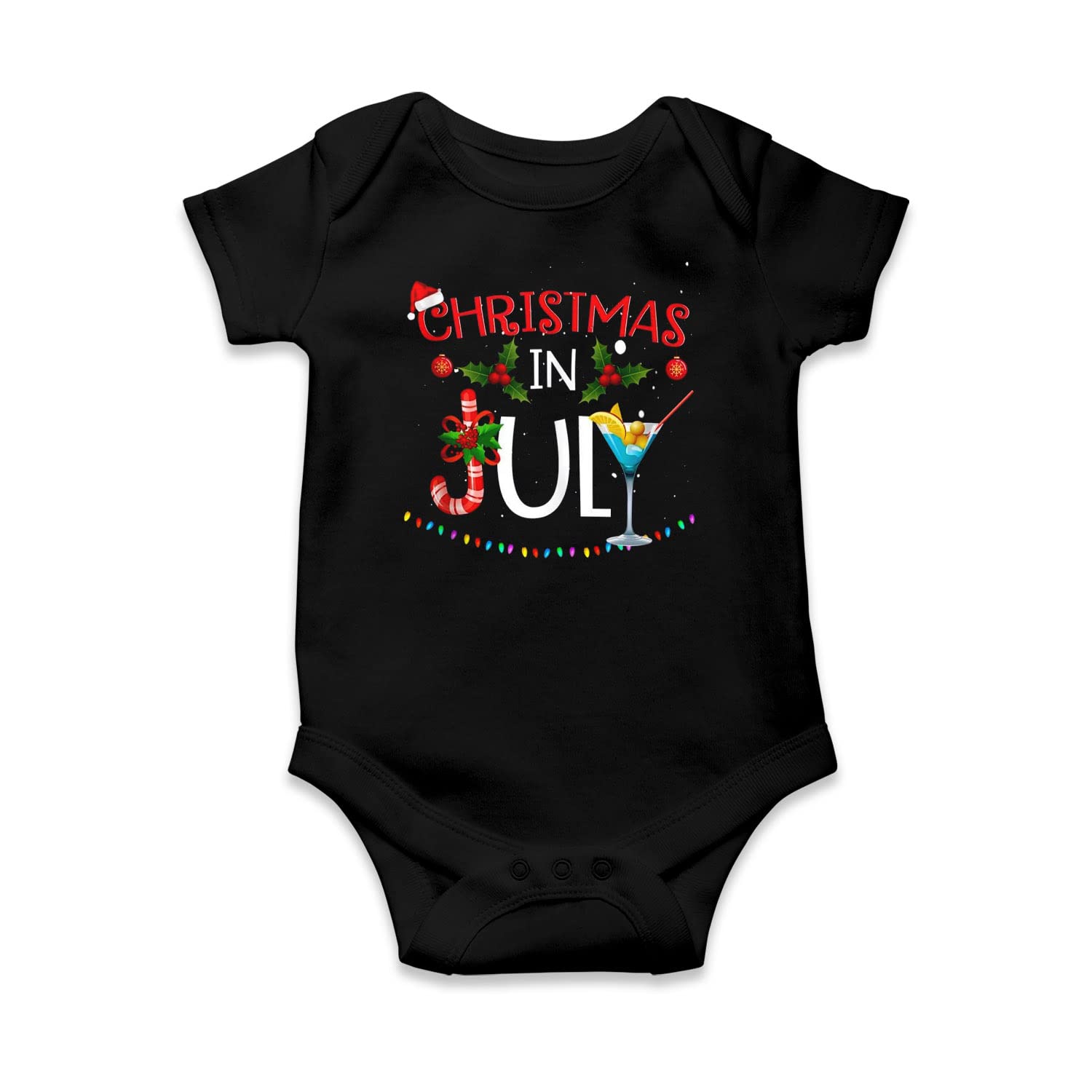 Christmas in July Black Baby Onesie Bodysuit - Cute Toddler Outfit for Summer & Holiday Gifts - Perfect for Birthdays, Xmas Celebrations & Family Photos
