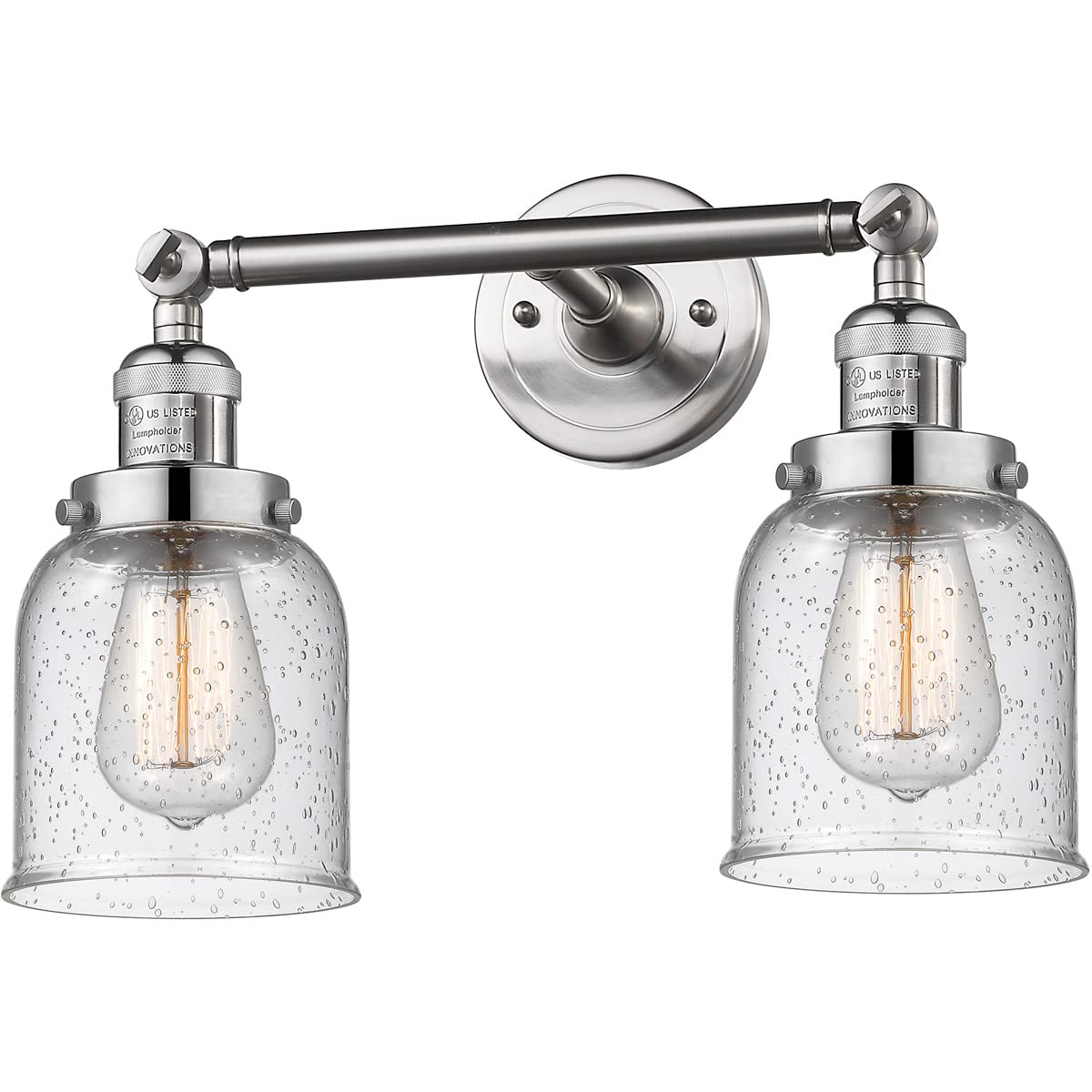 Innovations 208L-SN-G54-LED 2 Light Vertical Bathroom Vanity Light Fixture in Brushed Satin Nickel Finish - Perfect for Modern Bathrooms, Powder Rooms & Dressing Areas
