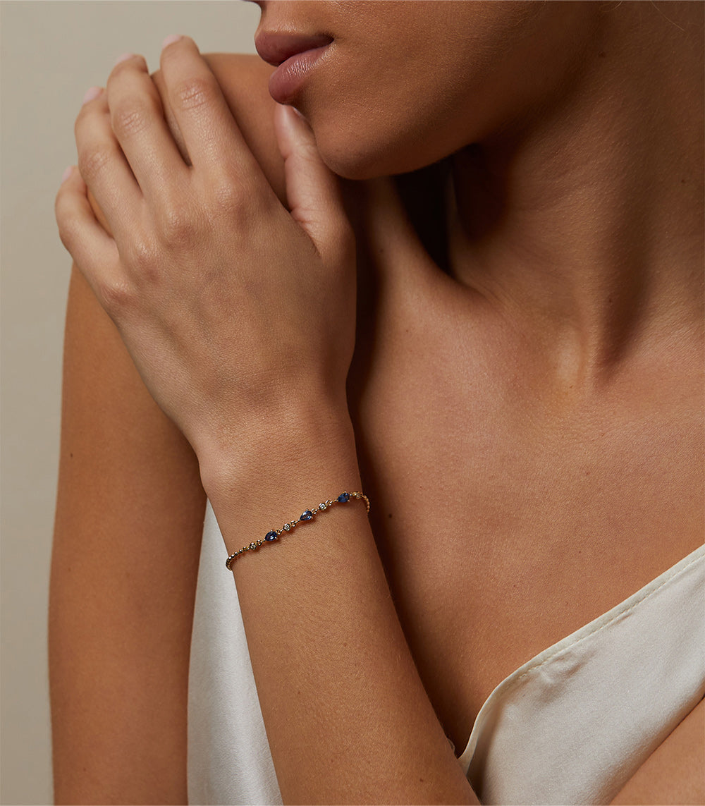 14K Gold Sapphire Bracelet for Women - Elegant Something Blue Jewelry for Weddings, Anniversaries & Special Occasions