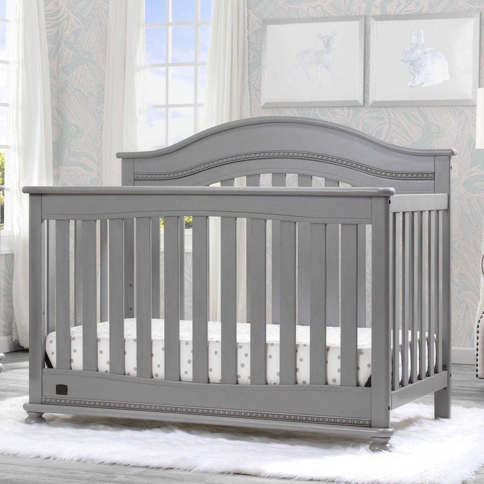 Bristol 4-in-1 Convertible Baby Crib to Toddler Bed - White Nursery Furniture for Boys & Girls - Perfect for Newborns to Teens Bedroom