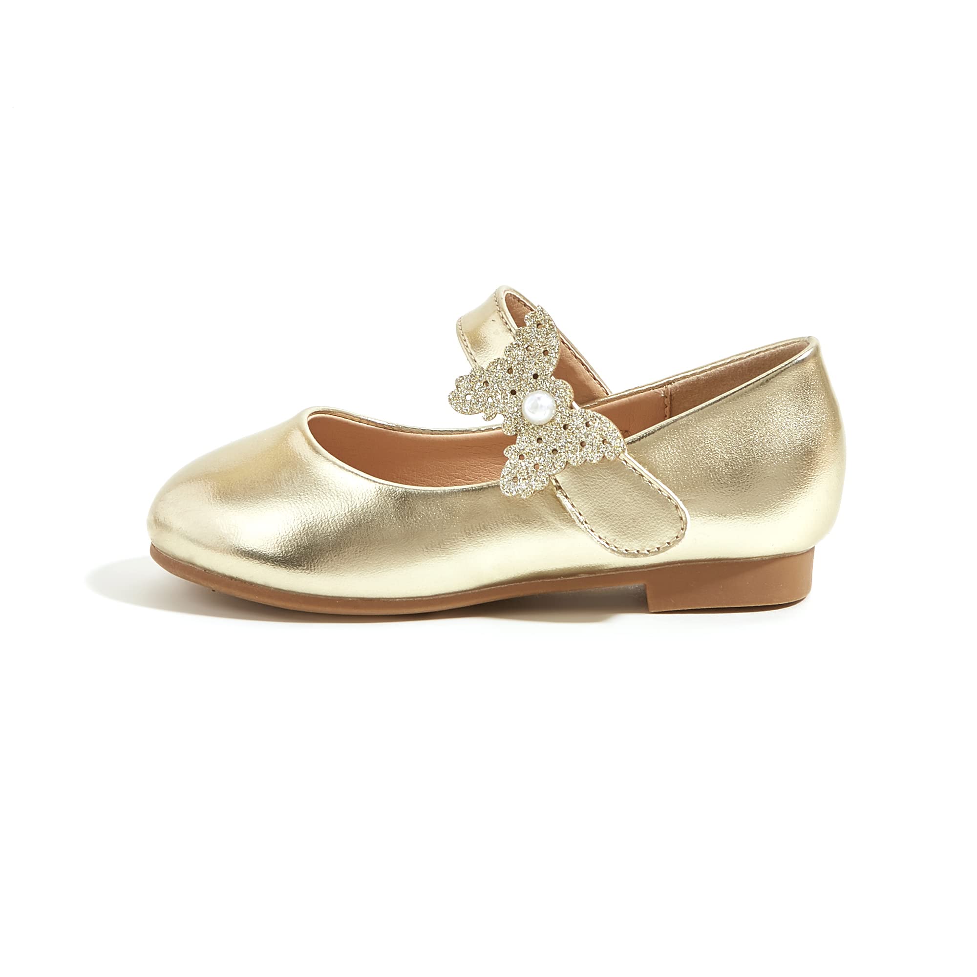K KIP WOK Toddler Girls Mary Jane Dress Shoes with Glitter & Floral Design - Perfect for Ballet, Wedding, Party & Special Occasions