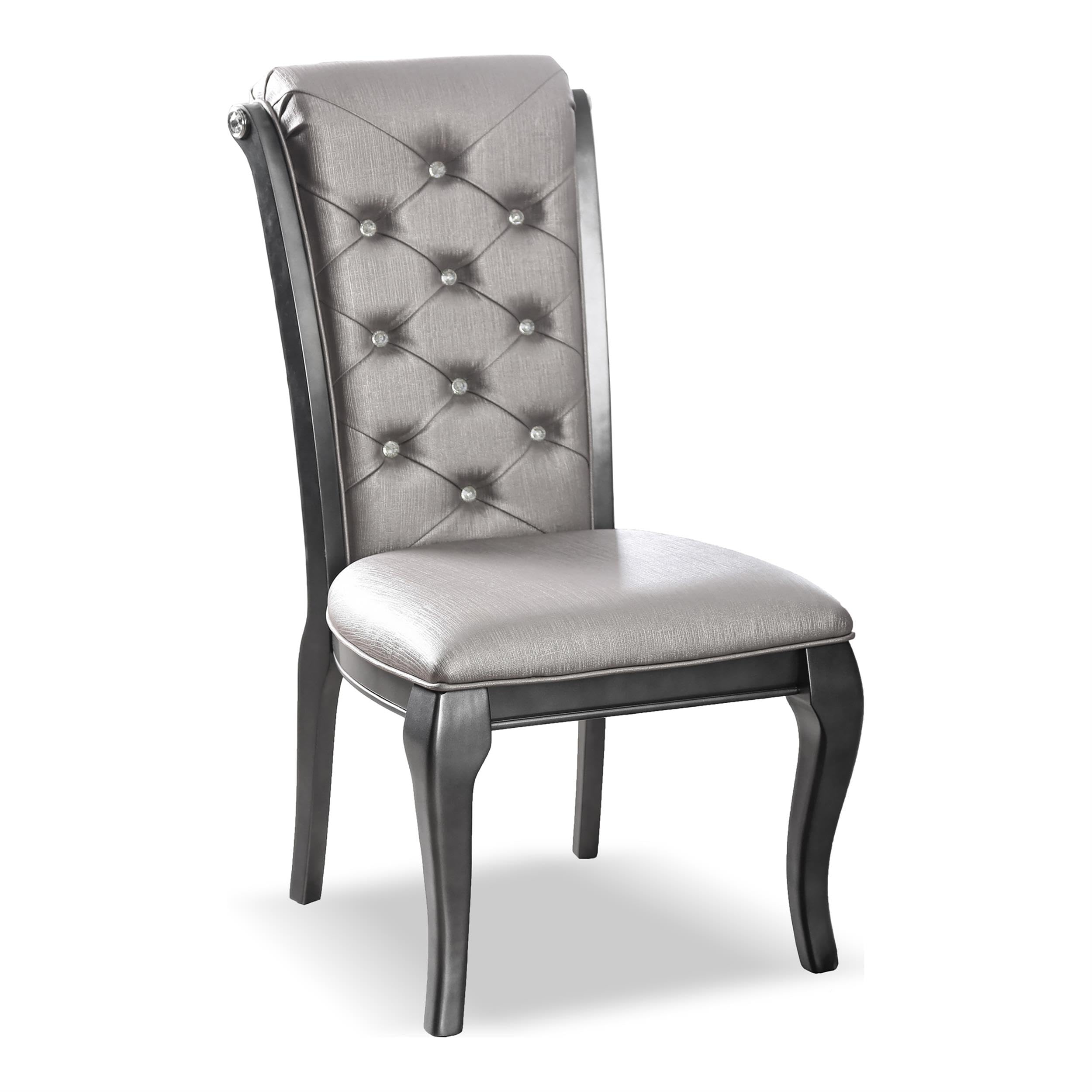 Furniture of America Bethlehem Wood Tufted Side Chairs in Gray (Set of 2) - Elegant Dining Room Chairs for Kitchen, Living Room, and Office Use