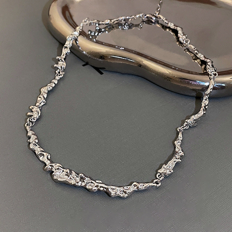 Trendy Irregular Molten Unisex Chain Necklace HN2700 - Perfect for Casual Outfits, Layering & Gift Giving