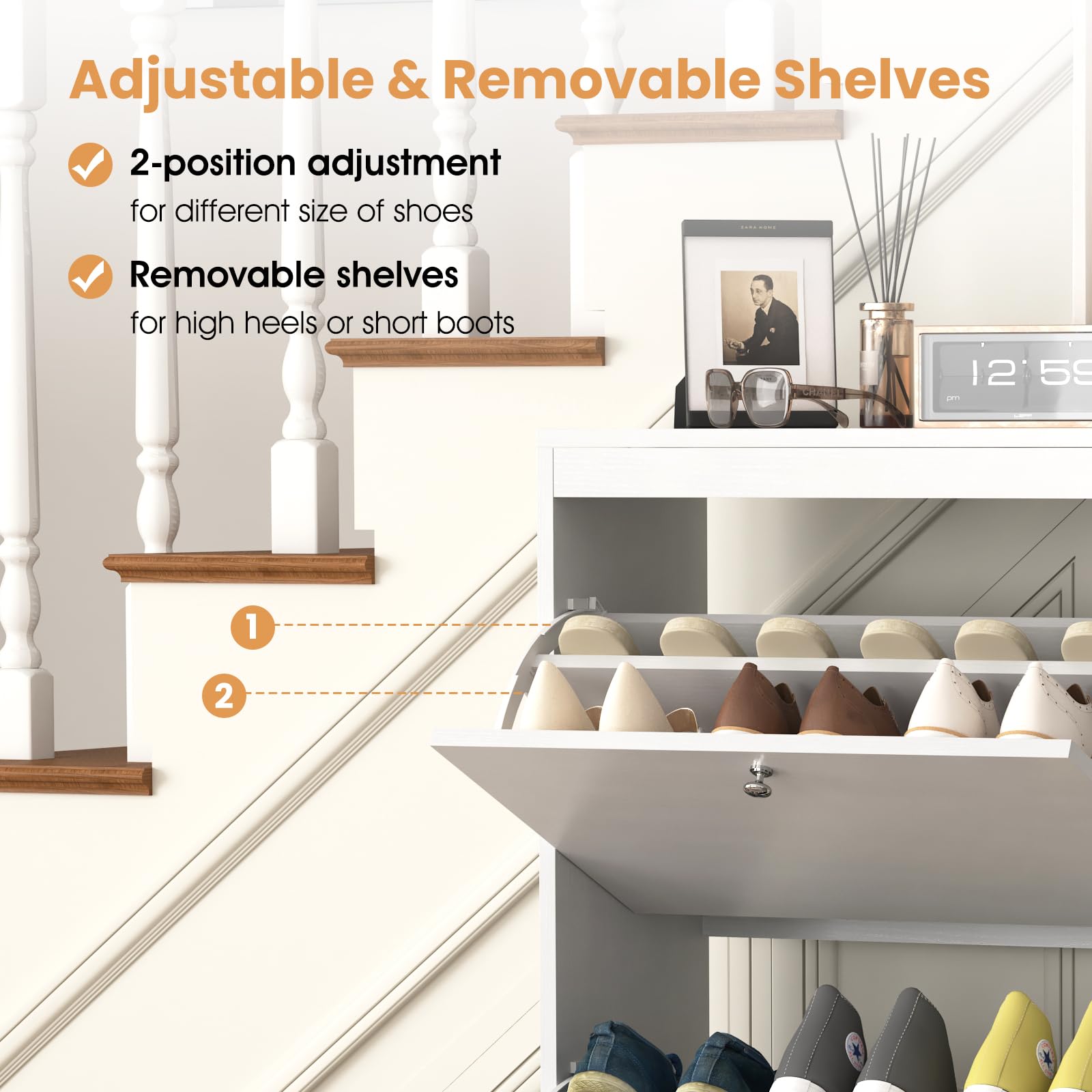 3-Tier Free Standing Shoe Storage Cabinet with Flip Drawers - Narrow Entryway Shoe Organizer with Doors for Hidden Storage | Perfect for Small Spaces, Closet Organization & Entryway Decor