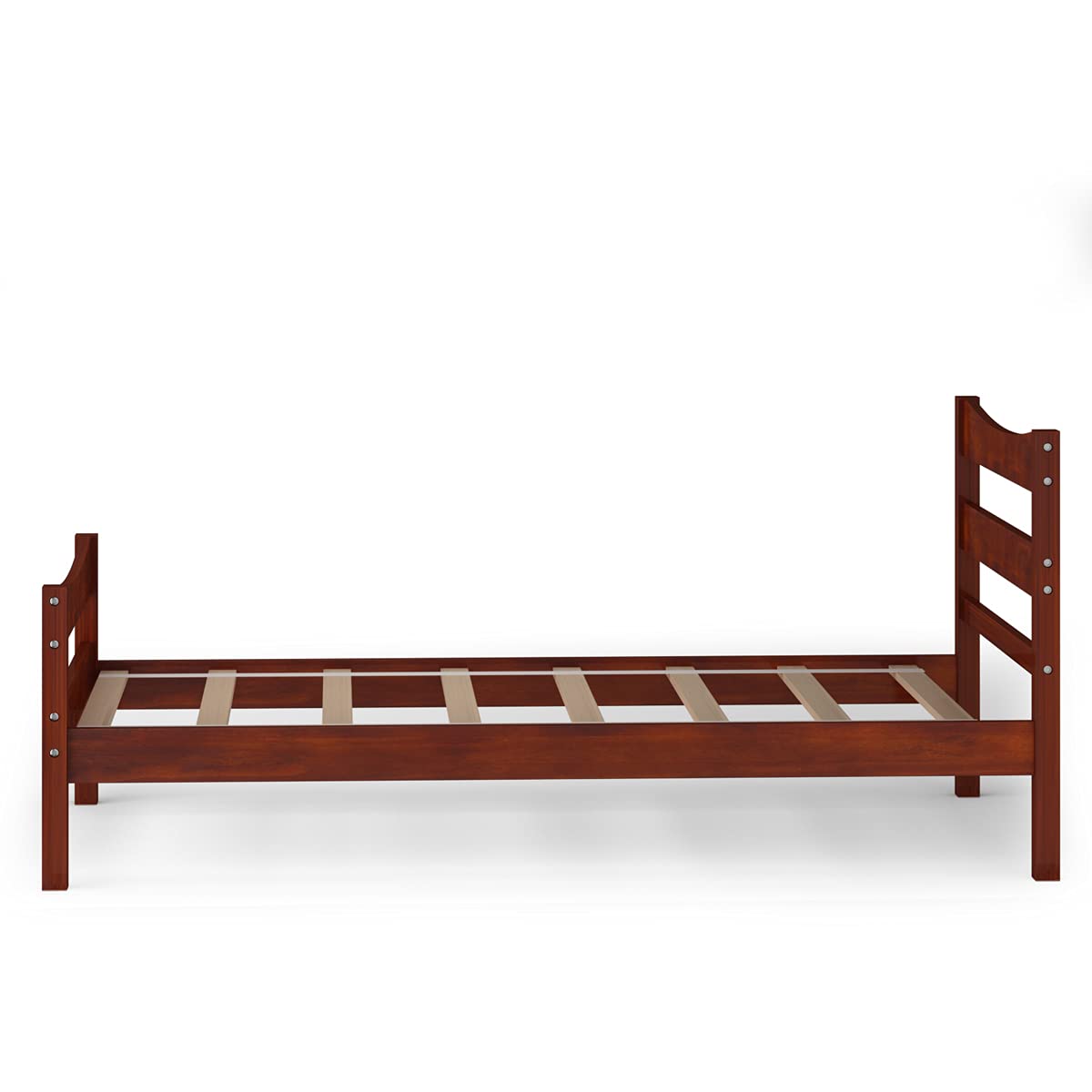 NAFORT Twin Size Wood Bed Frame with Headboard & Footboard - Solid Pine Platform Bed for Kids, No Box Spring Needed - Walnut Finish | Perfect for Boys & Girls Bedrooms, Dorm Rooms & Guest Rooms