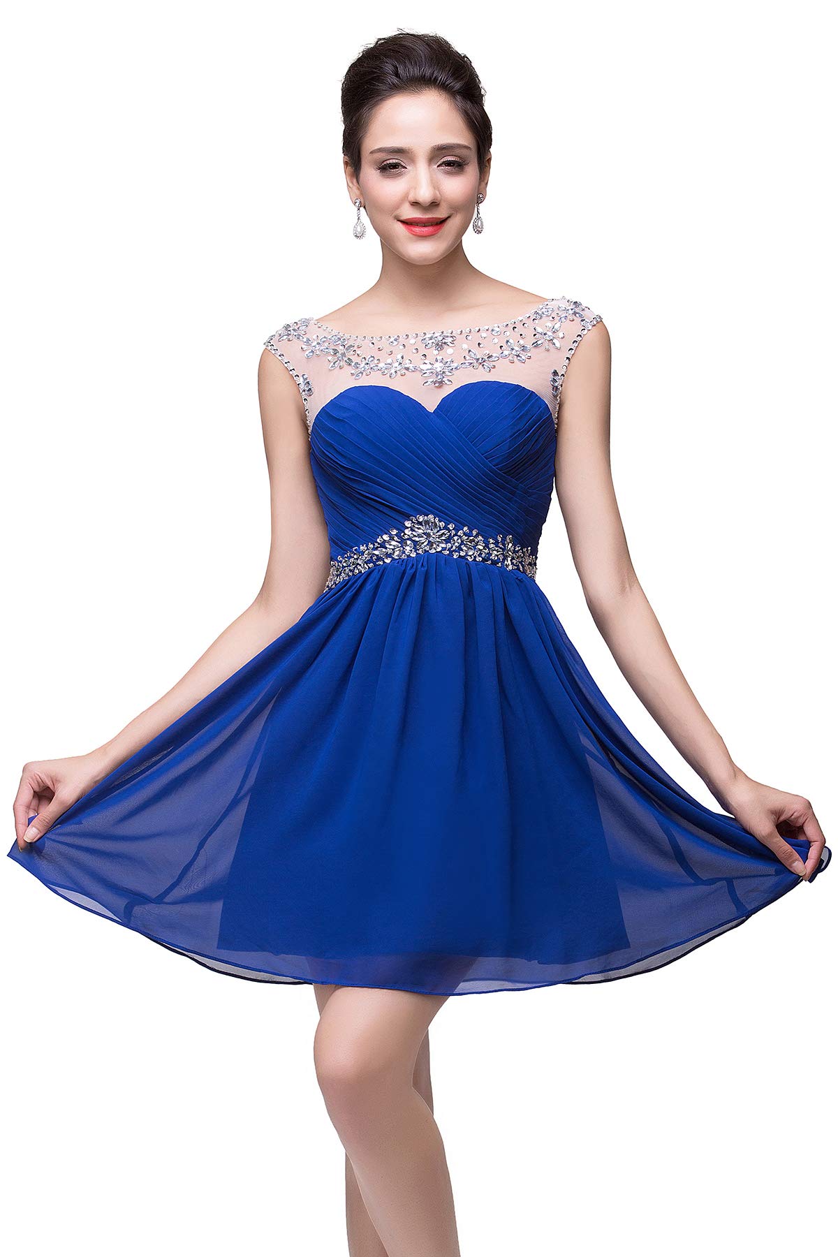 Elegant Beaded Chiffon Prom Dress for Women | Short Homecoming Gown | Summer Party & Formal Occasions
