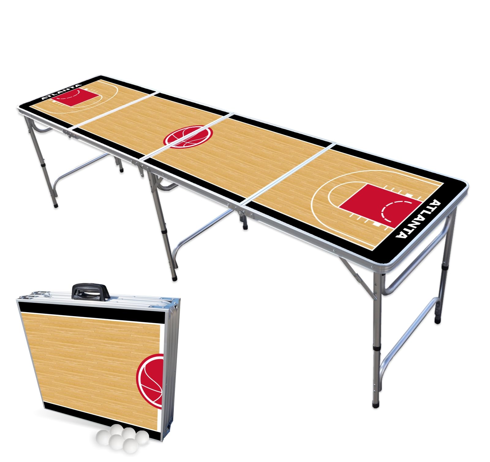 8-Foot Folding Portable Beer Pong Table with Optional Cup Holders & LED Lights - Multi-Surface Game Table for Indoor/Outdoor Parties, Tailgates, and Backyard Fun (Choose Your Model)