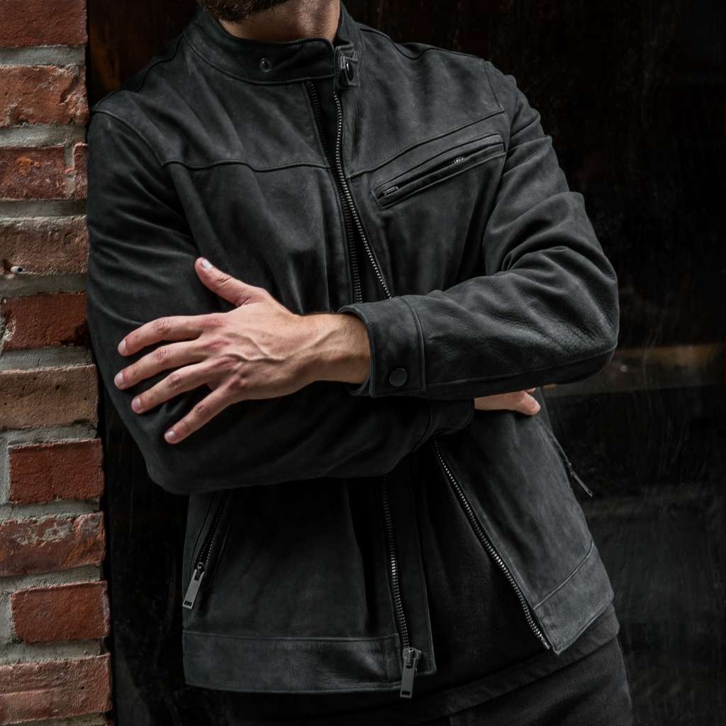 Men's Black Matte Roadster Jacket - Stylish Motorcycle & Casual Wear for Urban Riders & Fashion Enthusiasts