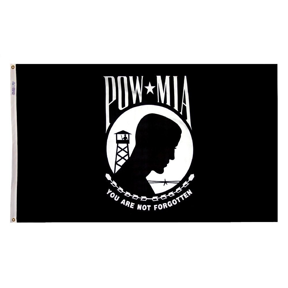 5 ft. x 8 ft. Nyl-Glo POW/MIA Black Single-Sided Flag - Honoring Veterans, Perfect for Memorial Day & Military Events