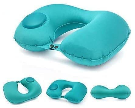 Toomh Inflatable Travel Pillow for Airplane - Self Pumping U-Shaped Neck Support Pillow, Compact & Lightweight Head Cushion for Long Flights, Car Rides, Camping and Office Napping