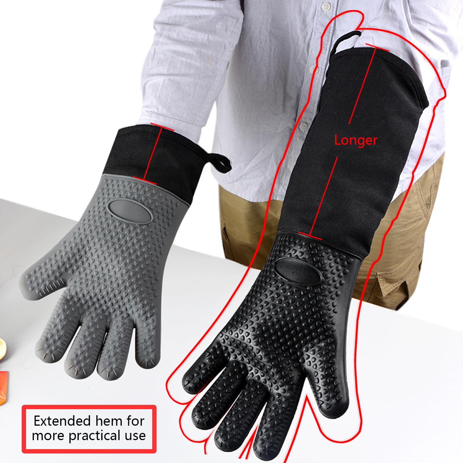 Extra Long Professional Oven Mitts - 19.7