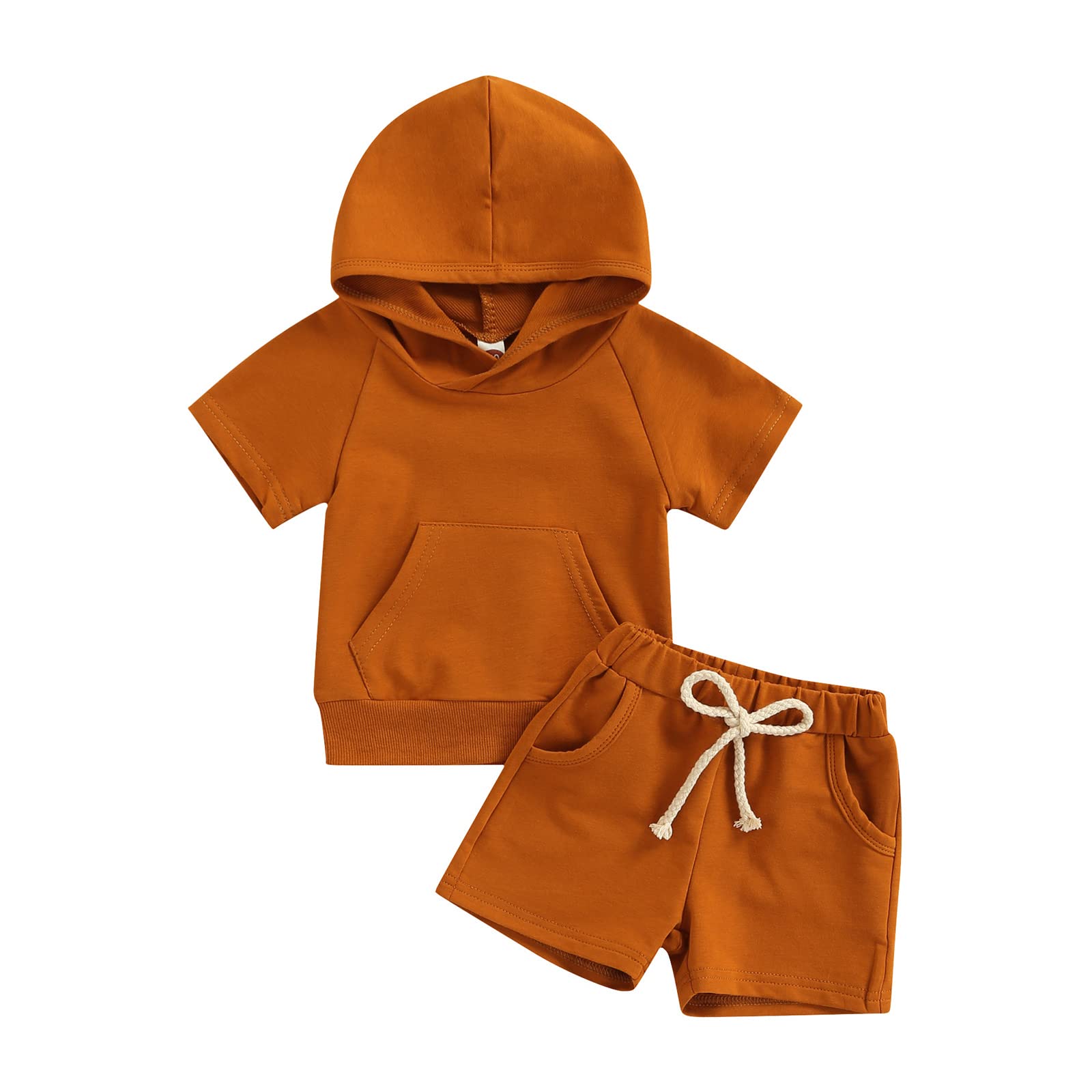 Baby Boys Summer Outfits - Hooded Tank Top & Drawstring Shorts Set | Sleeveless Cotton Clothes for Infants | Playtime & Outdoor Activities