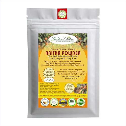 Shubha Dravya Pure Aritha Powder for Hair - 100% Natural Hair Cleanser & Conditioner (100g) - Gentle Ayurvedic Shampoo Alternative for Dandruff, Dry Scalp & Hair Growth