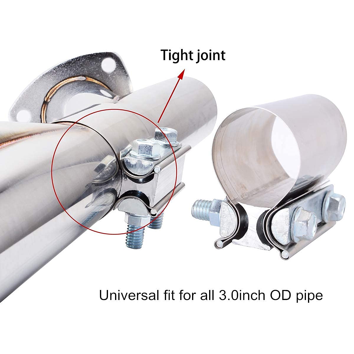 EVIL ENERGY 3.0 Inch Stainless Steel Exhaust Band Clamp Kit - Butt Joint & Lap Joint Clamps for Automotive, Motorcycle, Truck Exhaust Systems - High Performance Exhaust Repair & Upgrade Solution