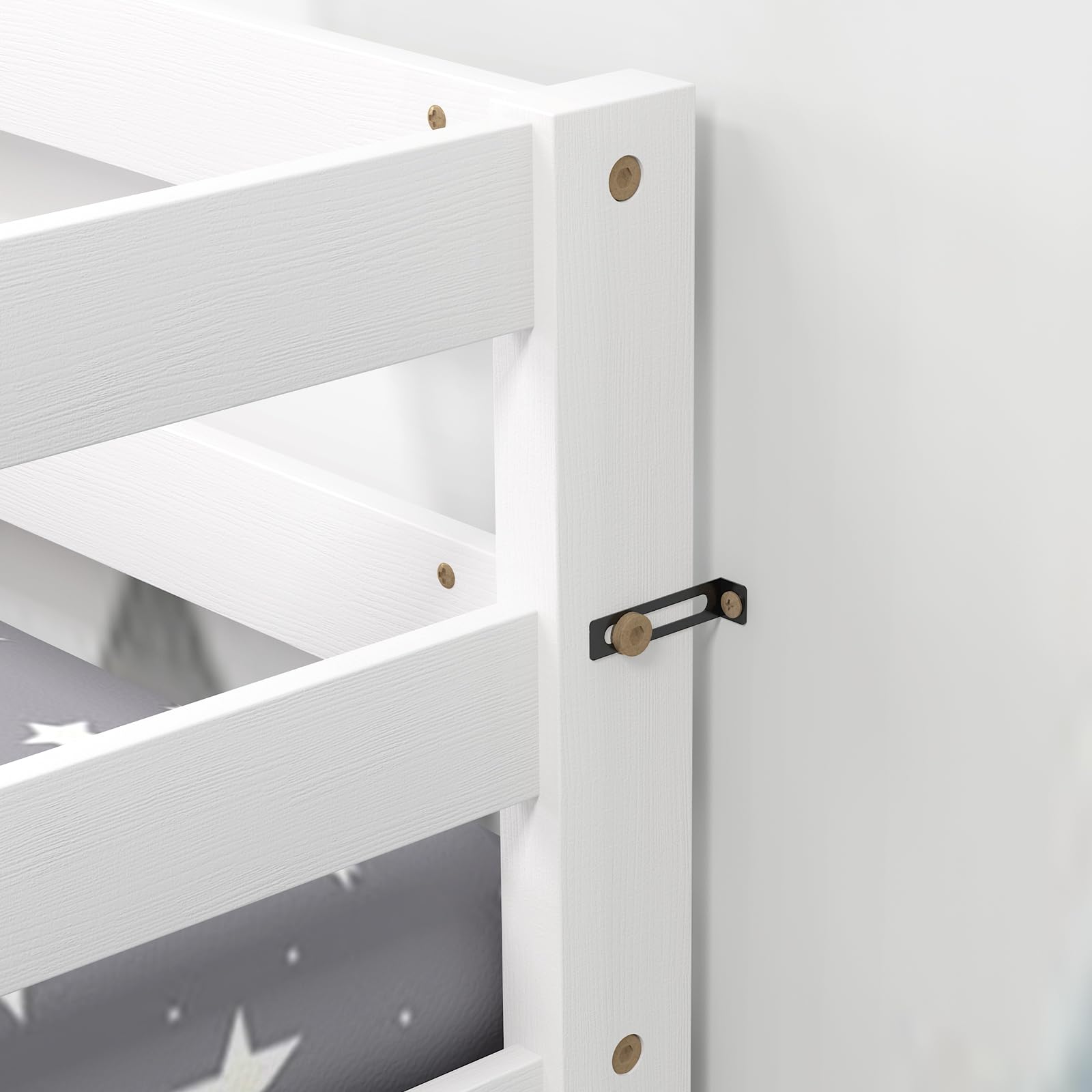Giantex Twin Over Twin Solid Wood Bunk Bed with Sturdy Ladder & 12