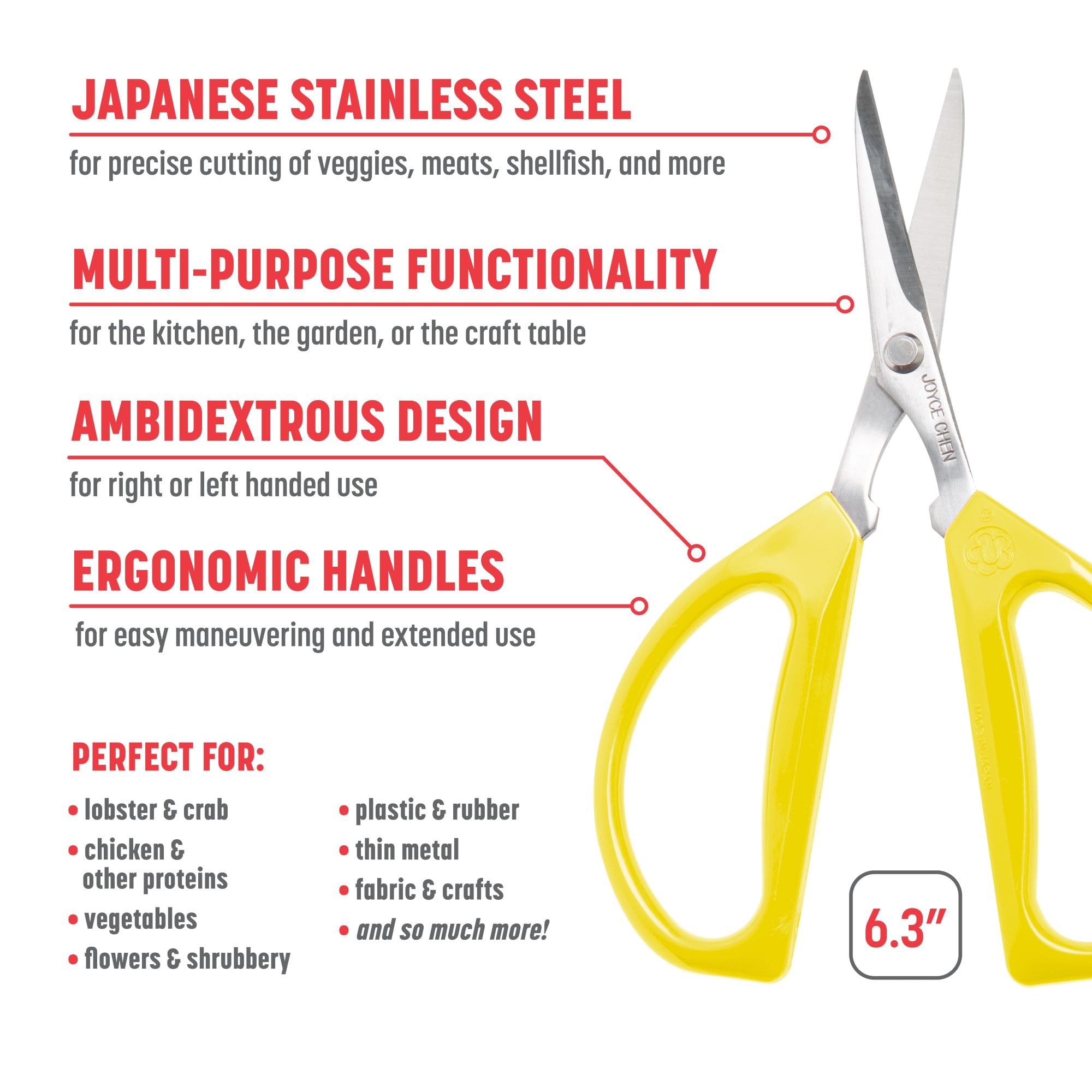 Joyce Chen Kitchen Scissors - All Purpose Shears with Comfort Grip for Cooking & Crafting