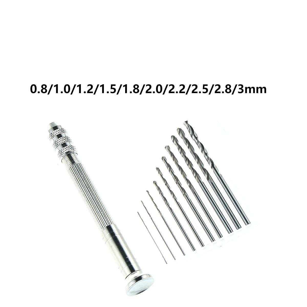 10Pcs HSS Twist Drill Bit Set 0.8-3.0mm for Wood Drilling with Keyless Hand Drill - Perfect for DIY & Craft Projects
